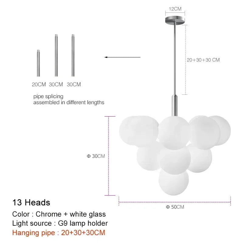 Hollywood Regency Glass Balloon Magic Bean Chandelier