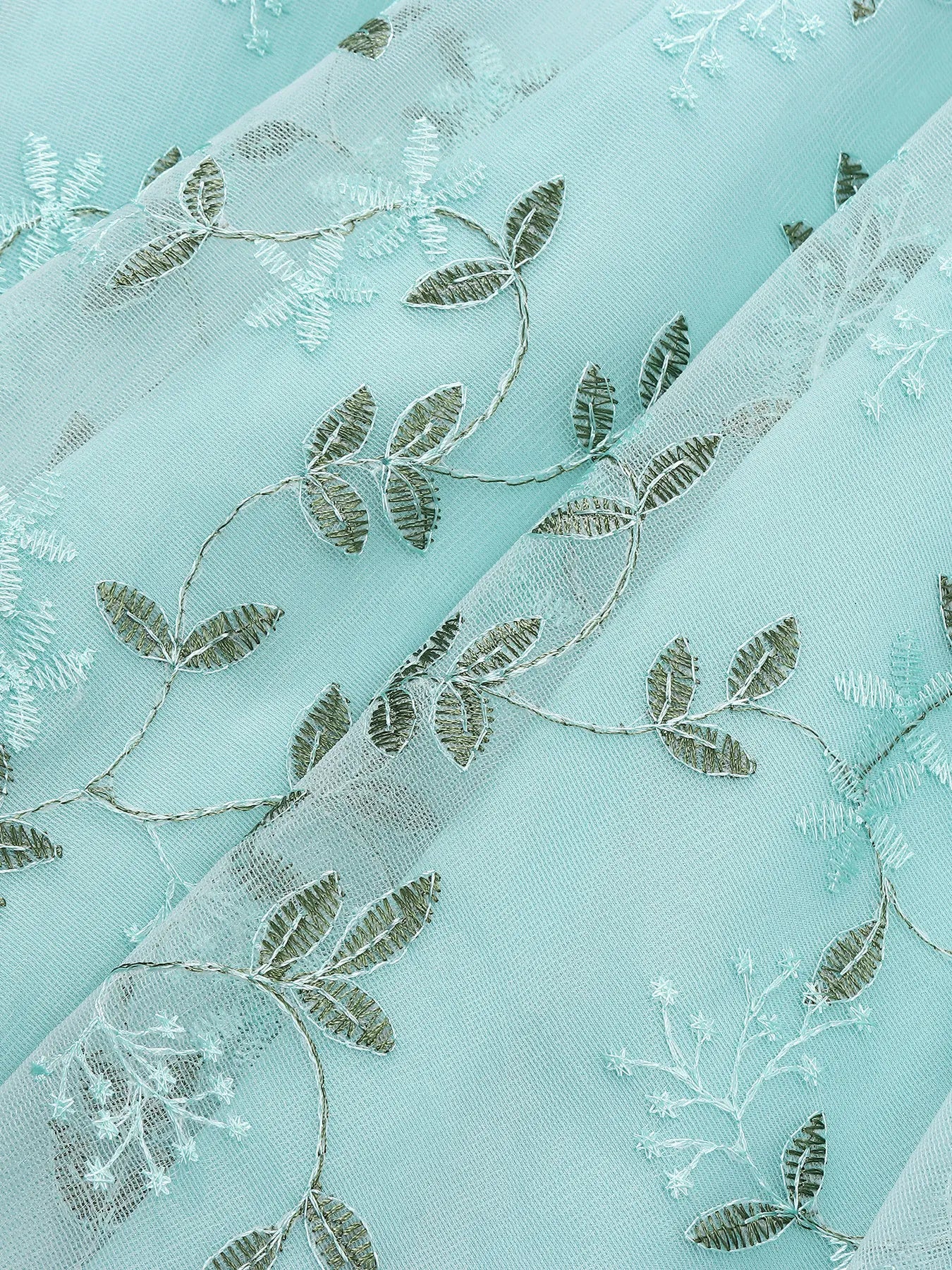 Embroidered Sheer Overlay Midi Dress with Tie Neck