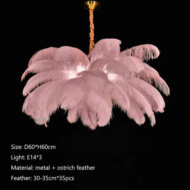 Classic Las Vegas Showgirl Ostrich Feather Chandelier