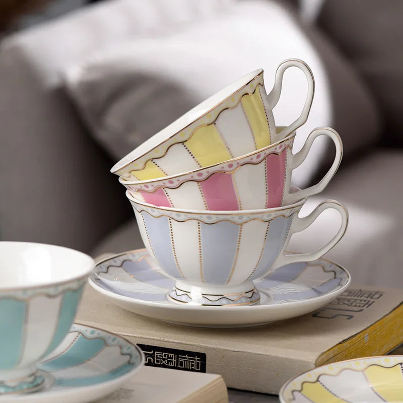 "Gilded Era" Hand-Drawn Gold Bone China Mug & Saucer Set