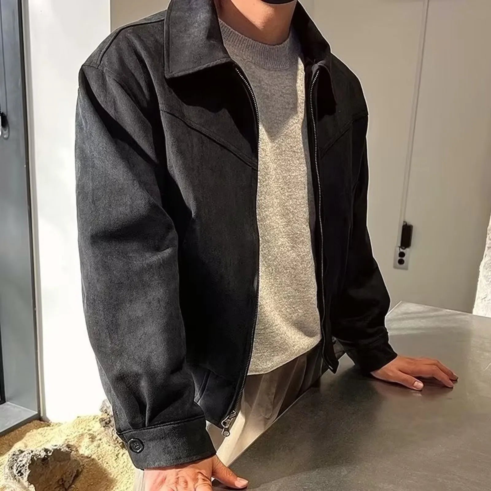 Men’s Zip Front Collared Jacket