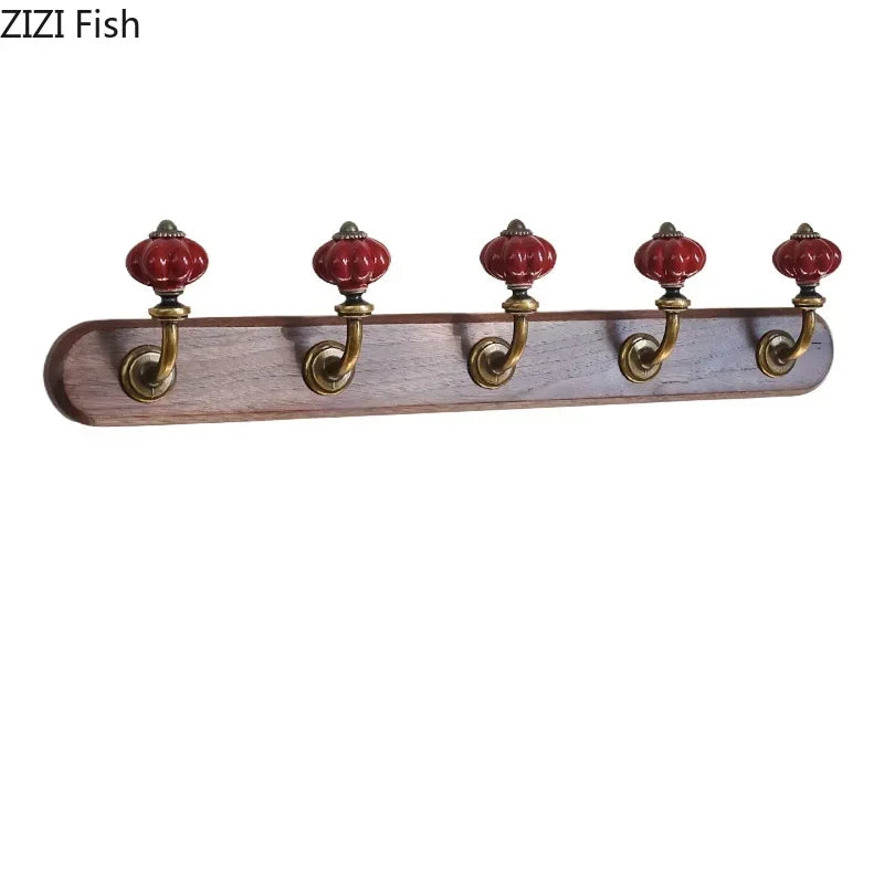 Mid-Century Minimalist Solid Wood Multiple Hanging Hooks