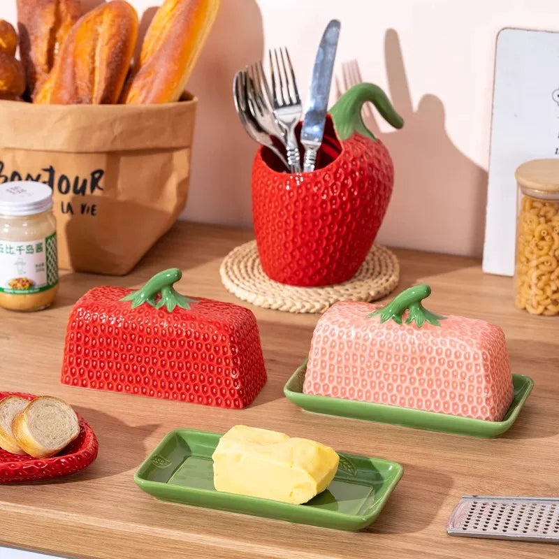 "Sweet Berry" Ceramic Multi-Use Butter & Small Plates Set