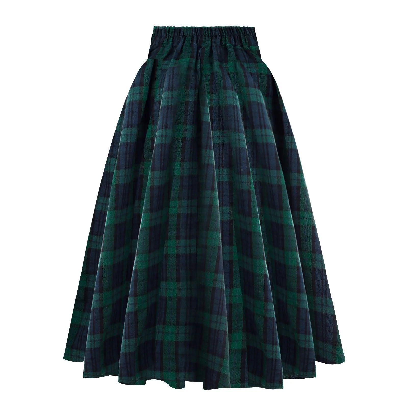 High Waist Plaid Button Detail A Line Midi Skirt