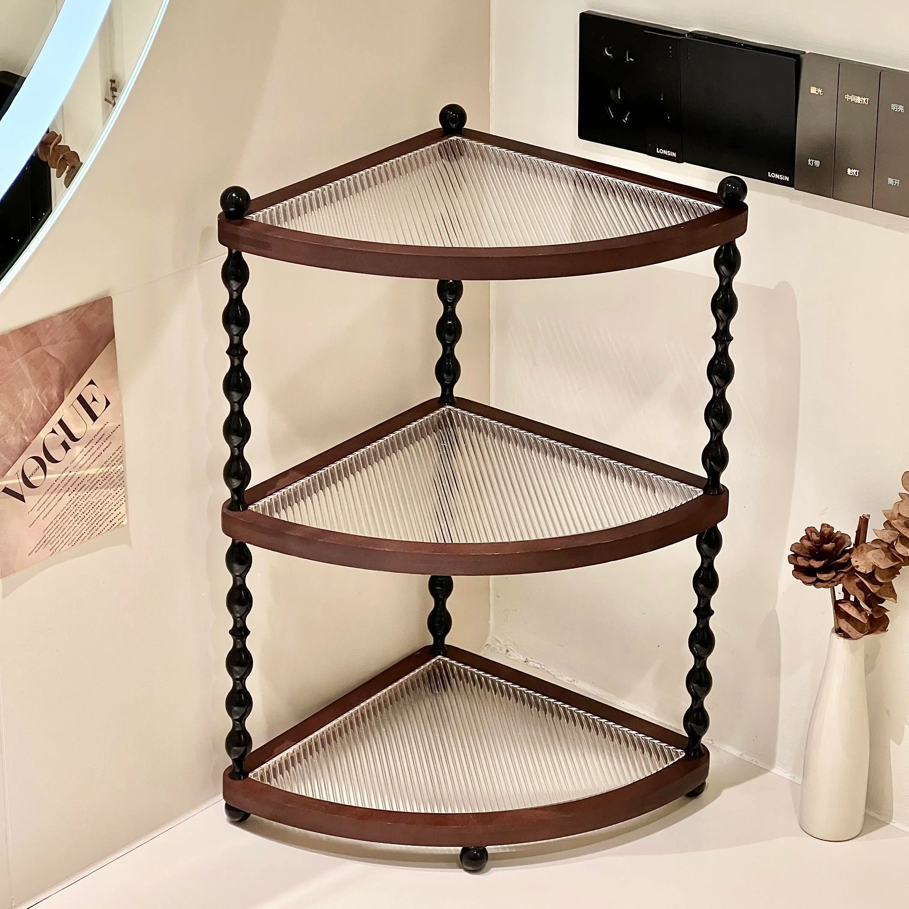 Mid-Century Executive Wooden Double-Tier Desktop Storage Rack