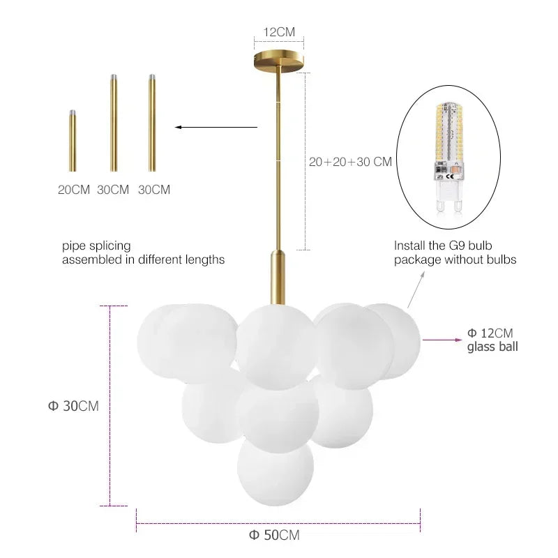 Hollywood Regency Glass Balloon Magic Bean Chandelier