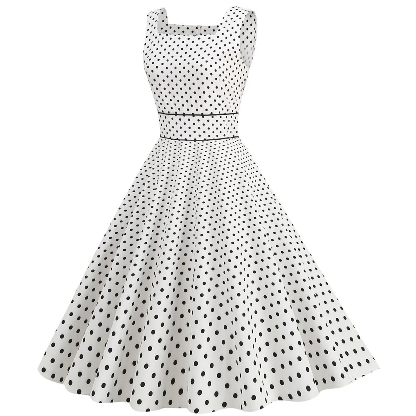Sleeveless Polka Dot Fit and Flare Midi Dress