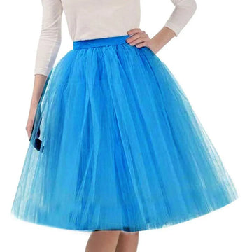 High Waist Tulle A Line Midi Skirt