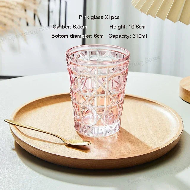 "Mad Men Era" Geometric Carved Plaid Whiskey Glass (360ml)
