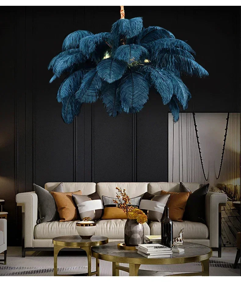 Classic Las Vegas Showgirl Ostrich Feather Chandelier