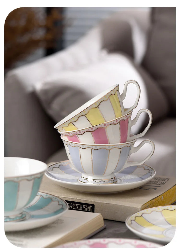 "Gilded Era" Hand-Drawn Gold Bone China Mug & Saucer Set