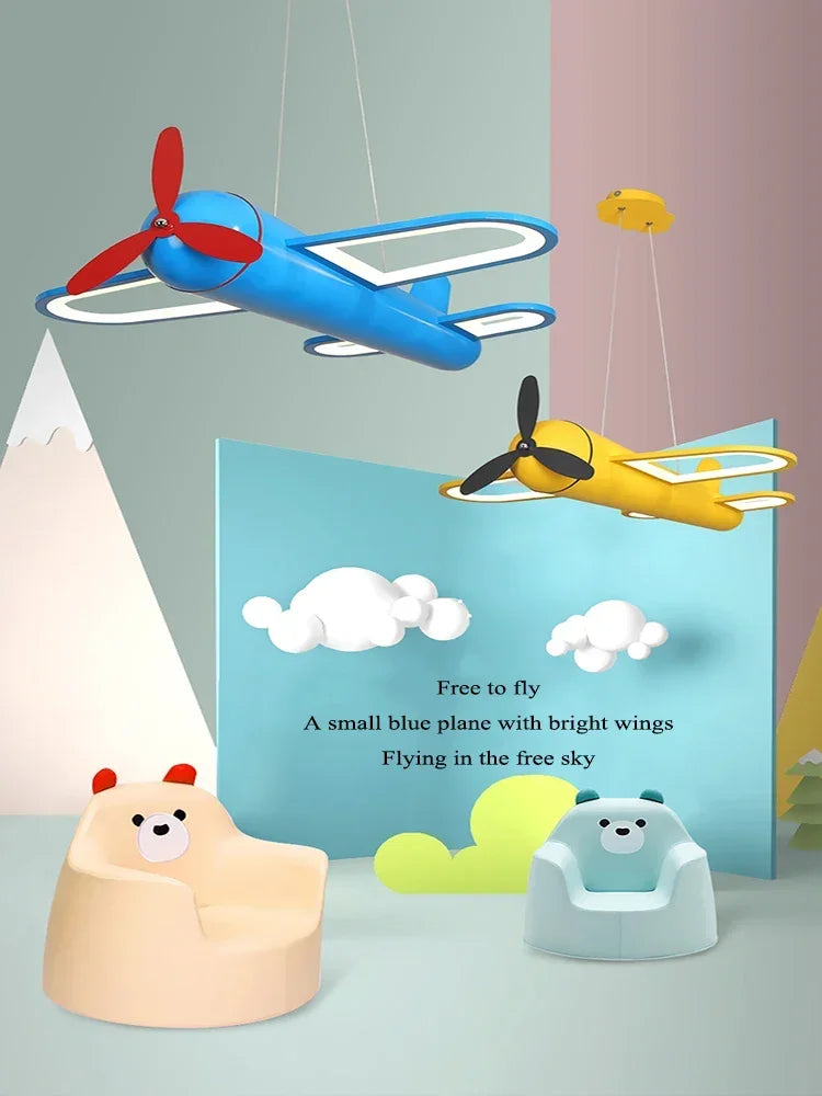Retro Pop Cartoon Iron Airplane Chandelier