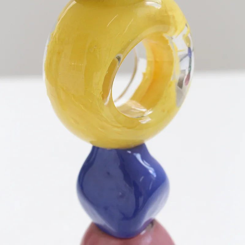 Classic Era Piled Stone Glass Candlestick Holder