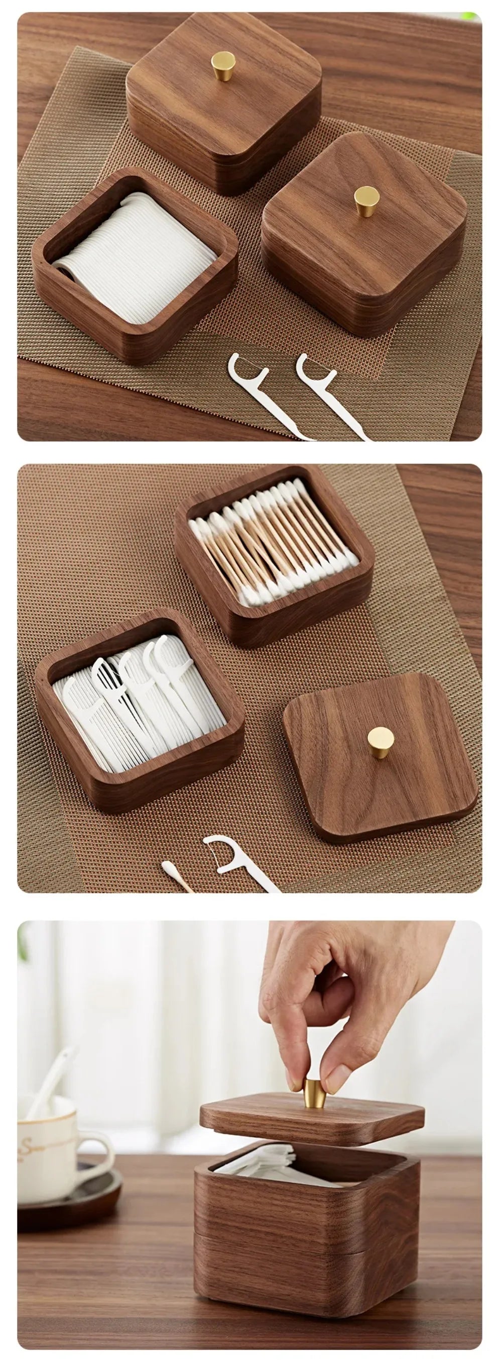 Heirloom Quality Black Walnut Dual Storage Toothpick & Floss Box