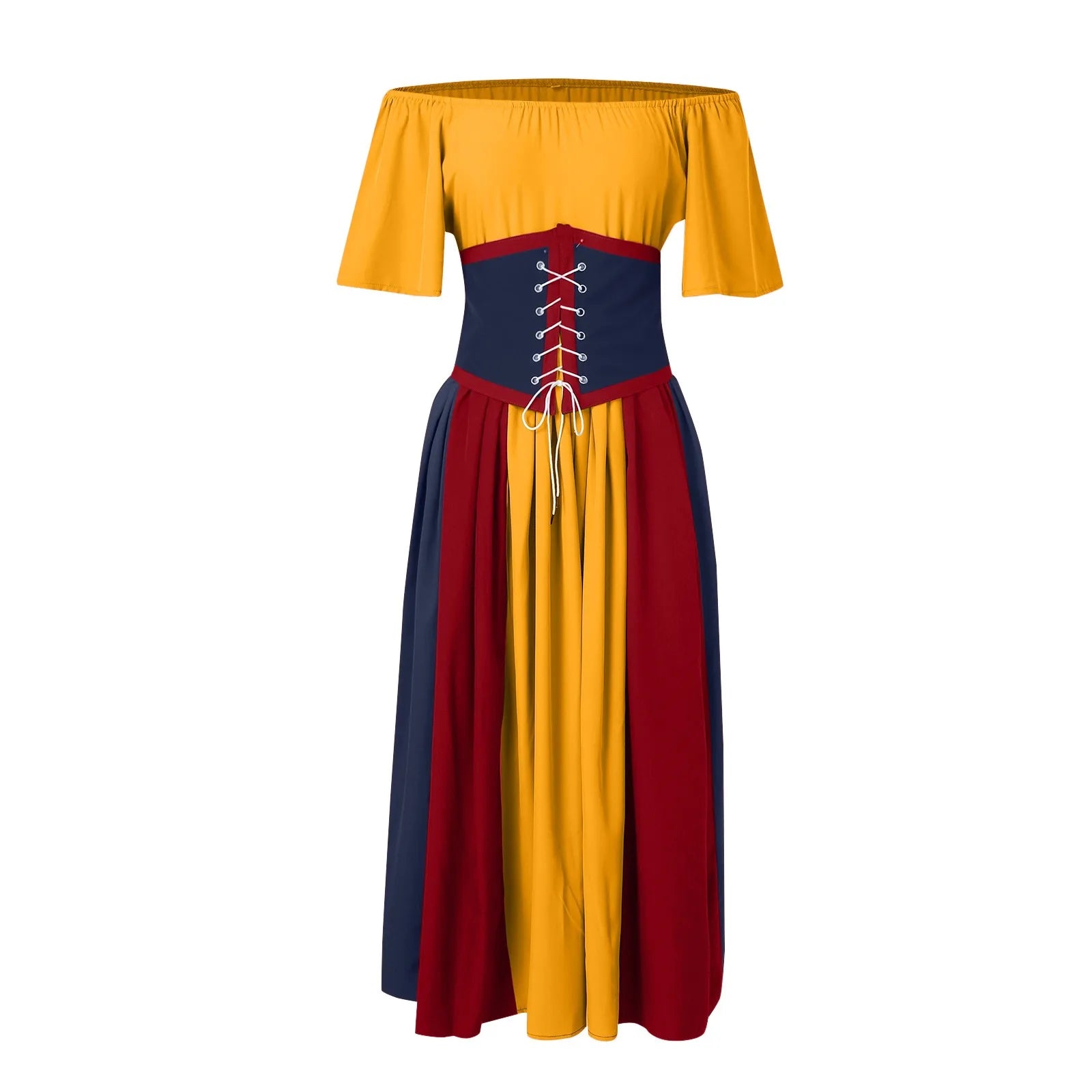 Off Shoulder Lace Up Panel Midi Dress