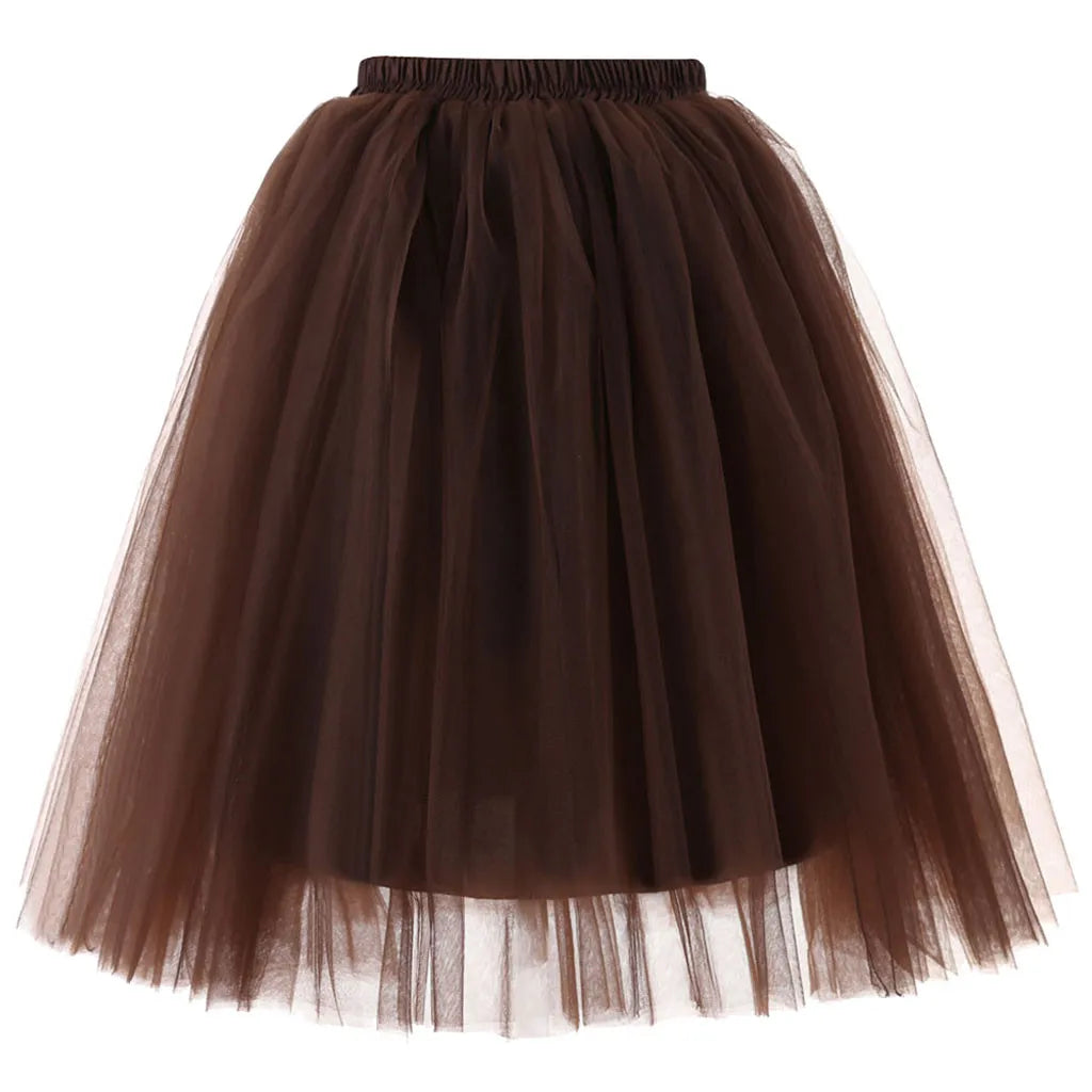 High Waist Tulle A Line Midi Skirt