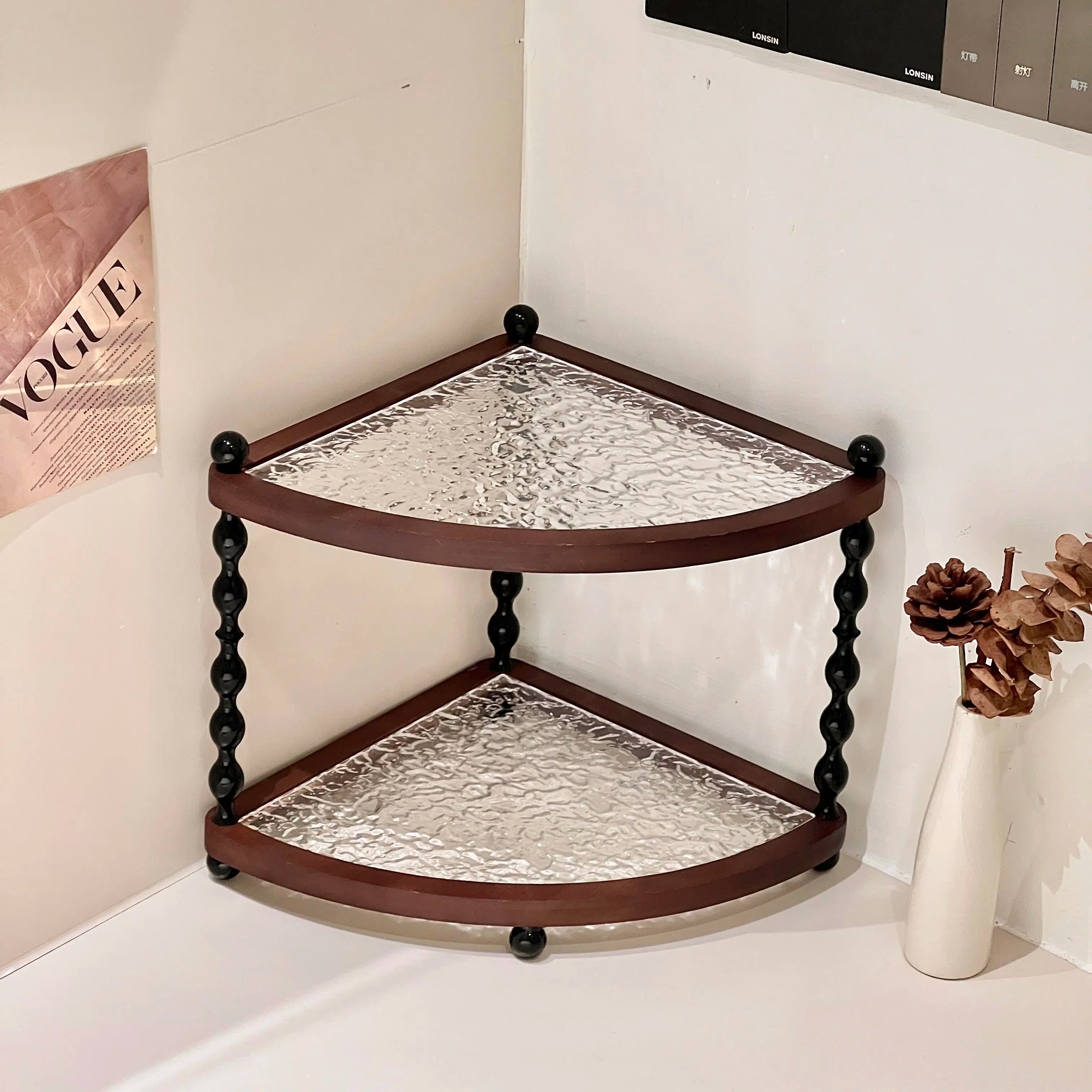 Mid-Century Executive Wooden Double-Tier Desktop Storage Rack
