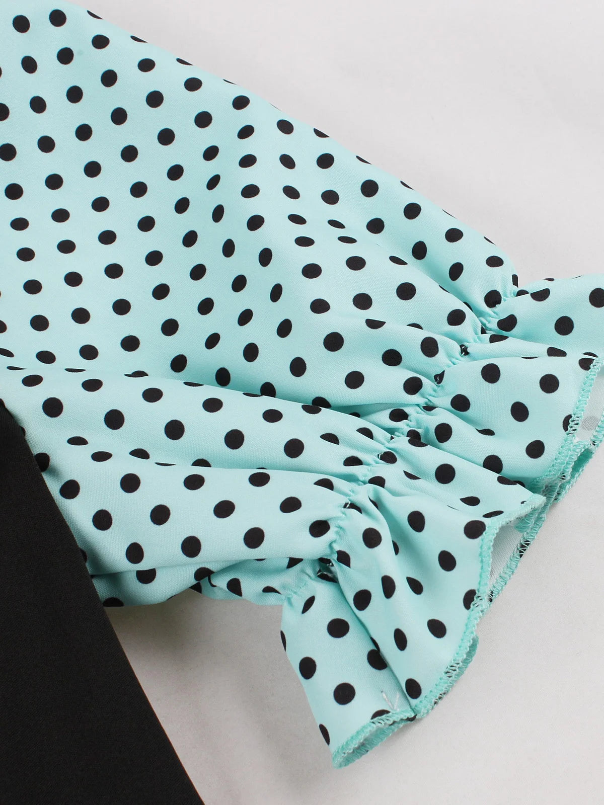 Polka Dot Contrast Panel Midi Dress with Belt