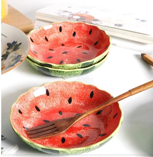 Retro Watermelon Fields Scalloped Stone Fruit Plate