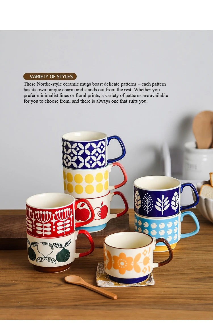 Retro Pastel Ceramic Coffee Mug (300ml)
