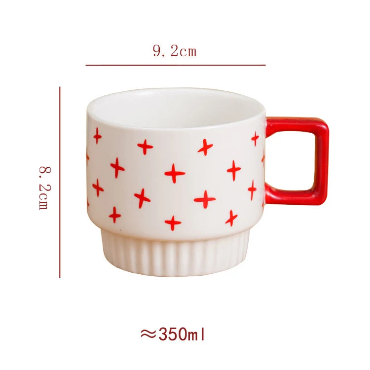 Gilded Era Polka Dot Ceramic Coffee Cup & Saucer Set