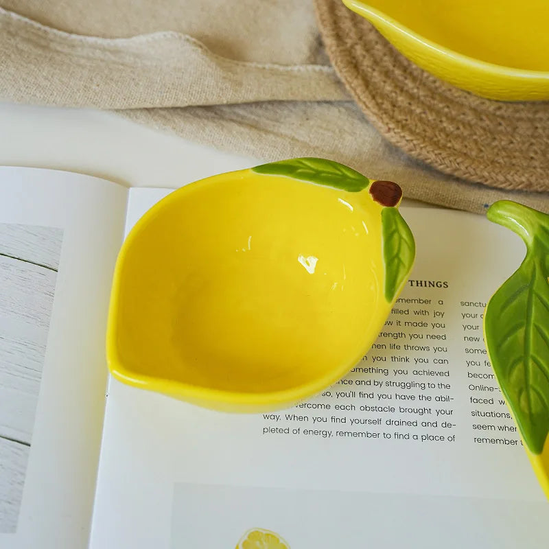 Sunshine Citrus Lemon Ceramic Dipping & Dessert Plate
