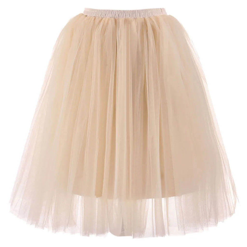 High Waist Tulle A Line Midi Skirt