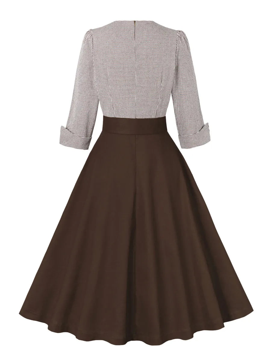 Gingham Collar Belted Fit & Flare Dress