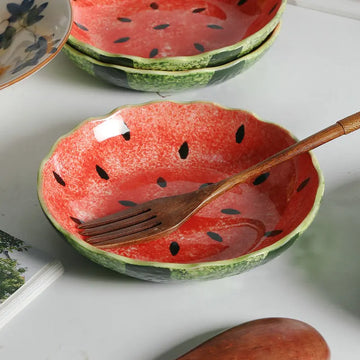 Retro Watermelon Fields Scalloped Stone Fruit Plate