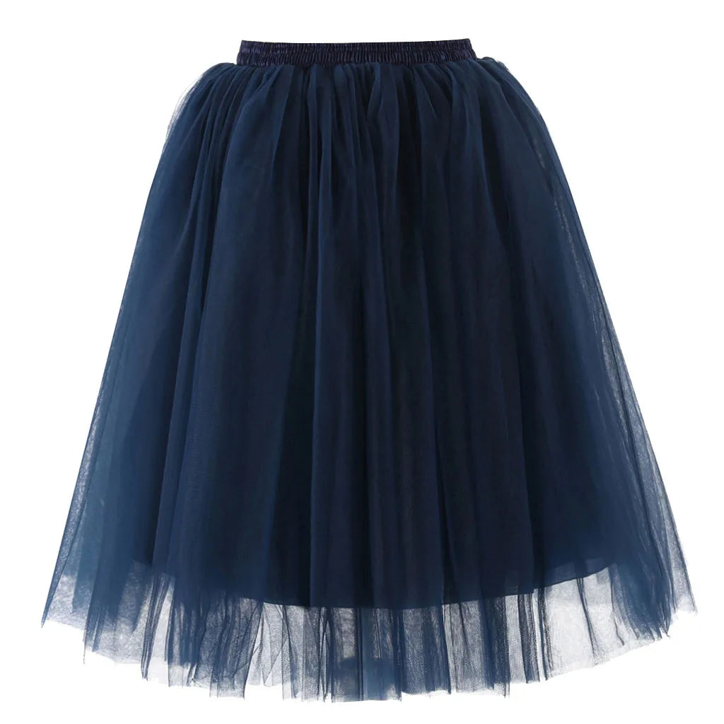 High Waist Tulle A Line Midi Skirt