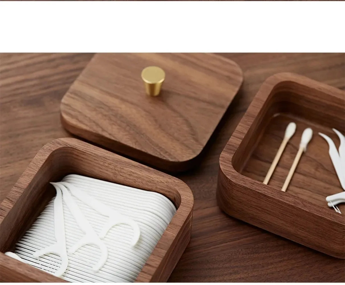 Heirloom Quality Black Walnut Dual Storage Toothpick & Floss Box