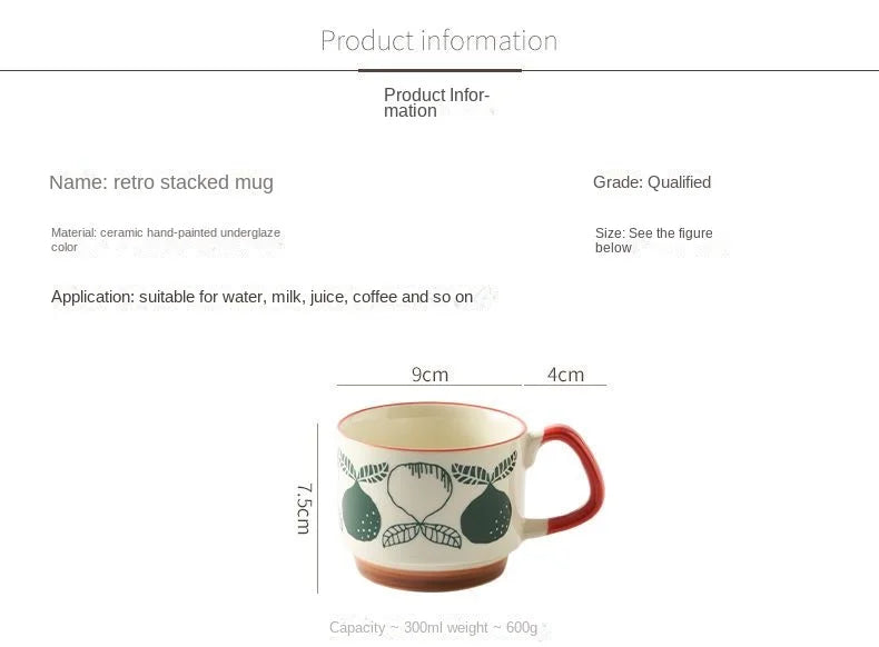 Vintage Meadow Handgrip Mug & Saucer Set (300ml)
