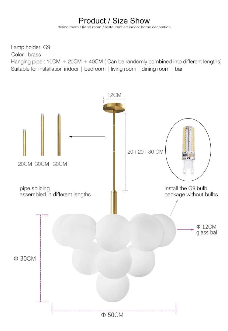 Hollywood Regency Glass Balloon Magic Bean Chandelier