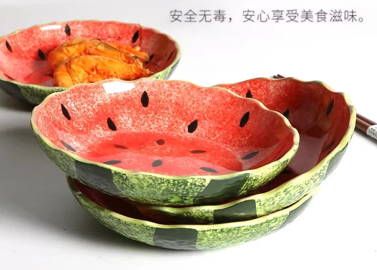 Retro Watermelon Fields Scalloped Stone Fruit Plate