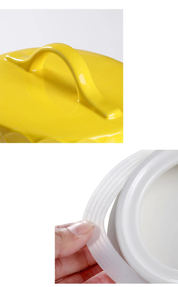 "Amalfi Coast" Embossed Lemon Ceramic Airtight Storage Canister