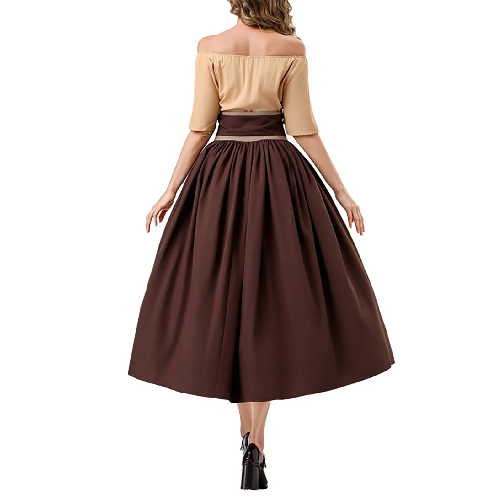 Off Shoulder Lace Up Panel Midi Dress