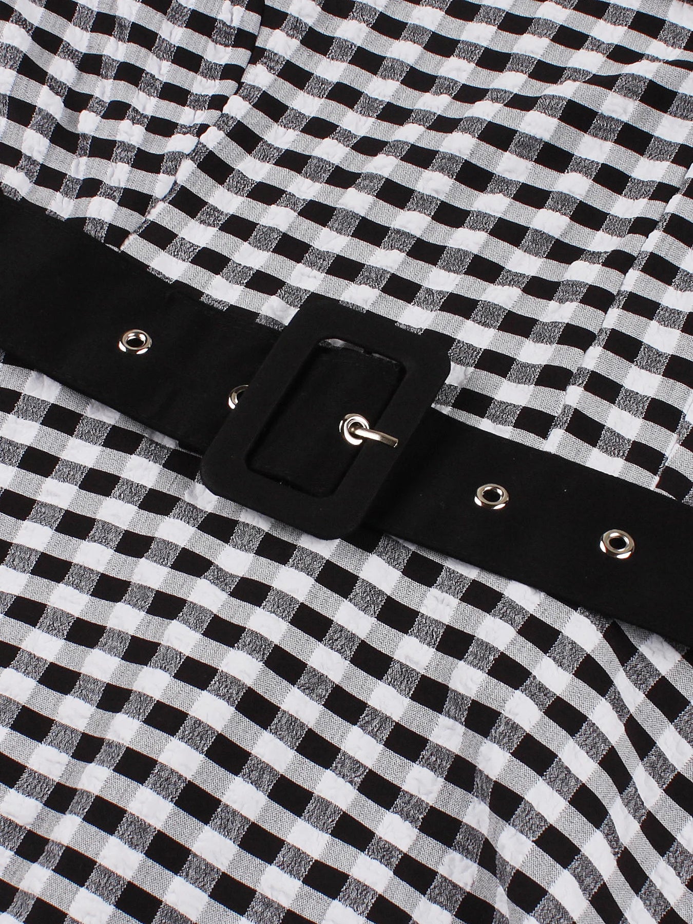 Gingham Collared Belted Midi Dress