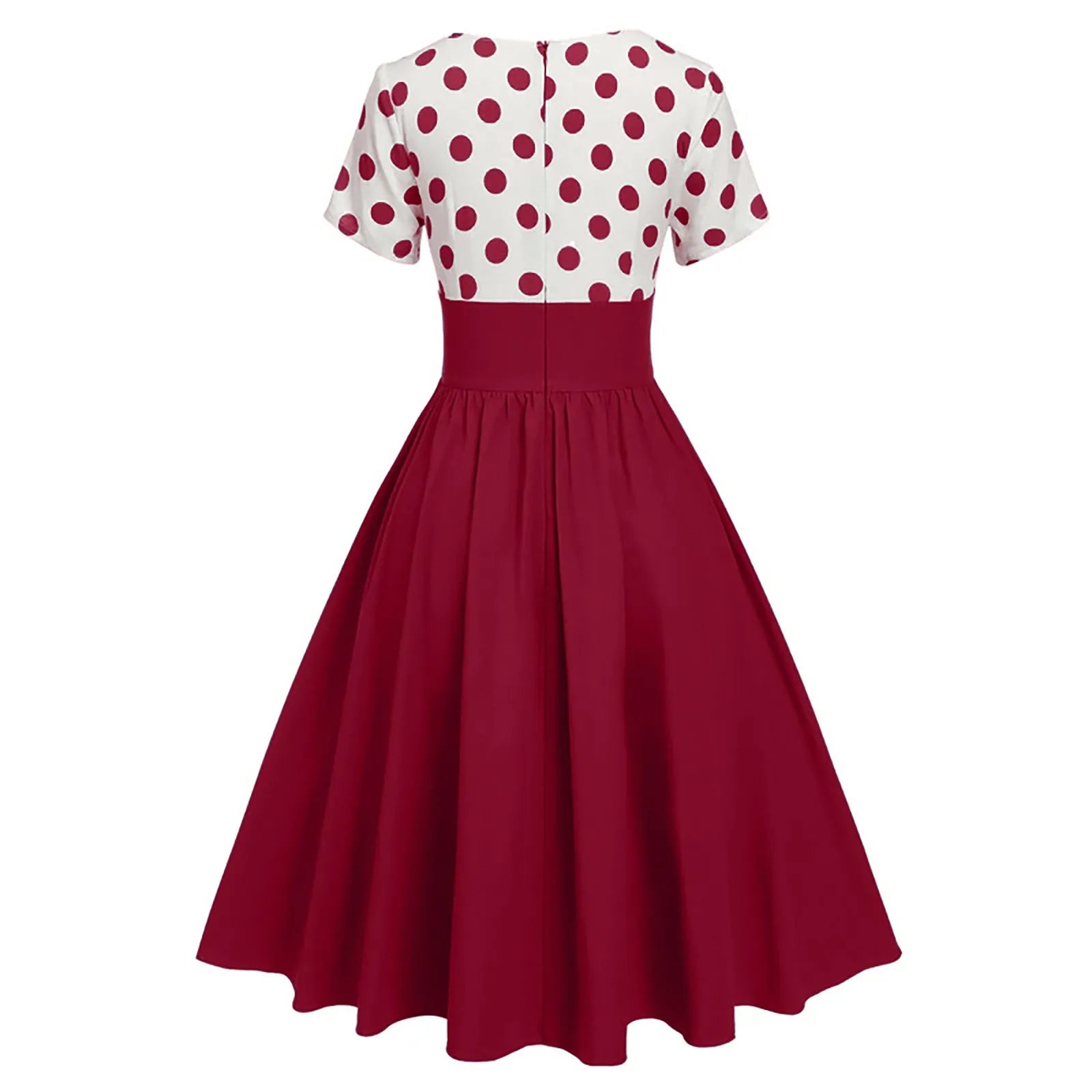 V Neck Polka Dot Fit and Flare Dress