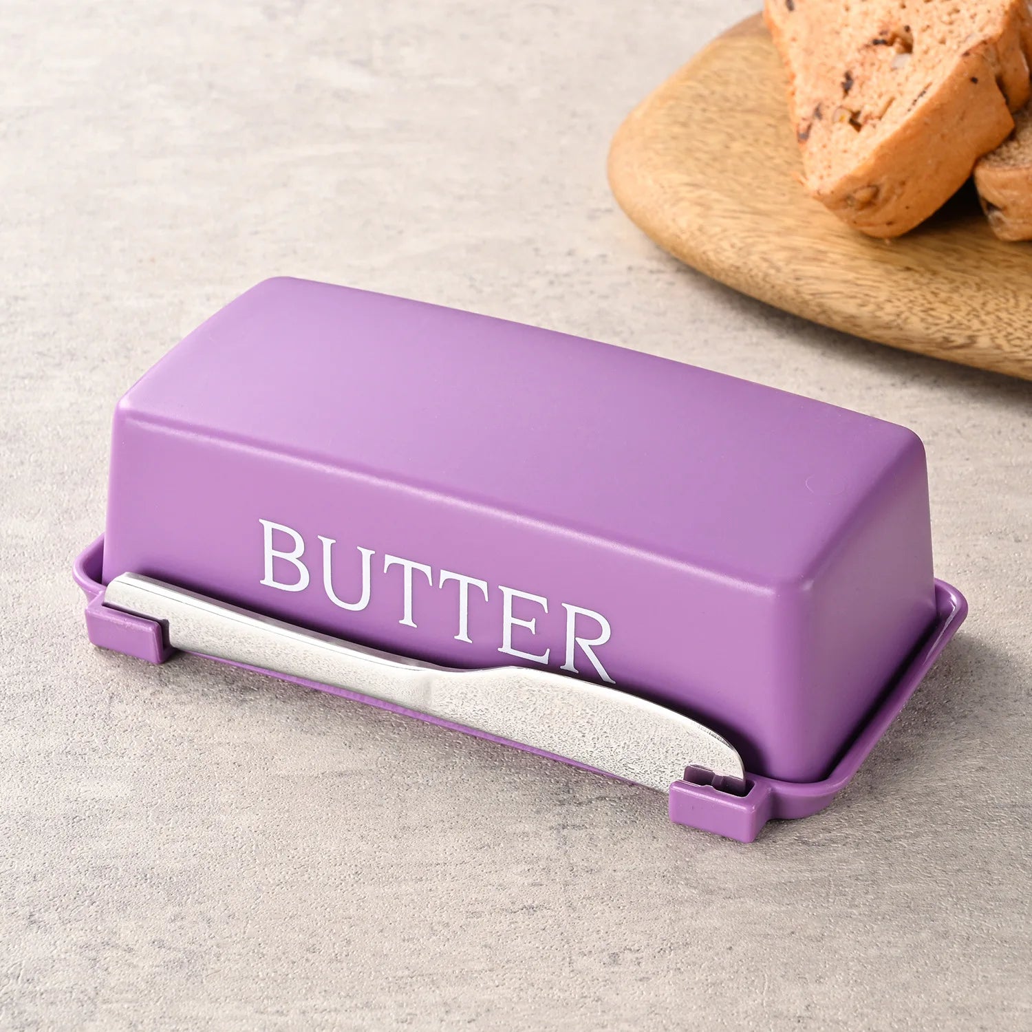 Retro Bistro Sealed Butter Box & Built-In Slicer Knife