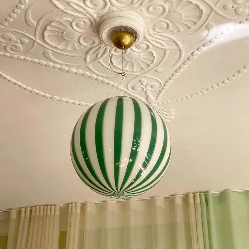 French Style Alpine Jade Glass Candy Balloon Chandelier
