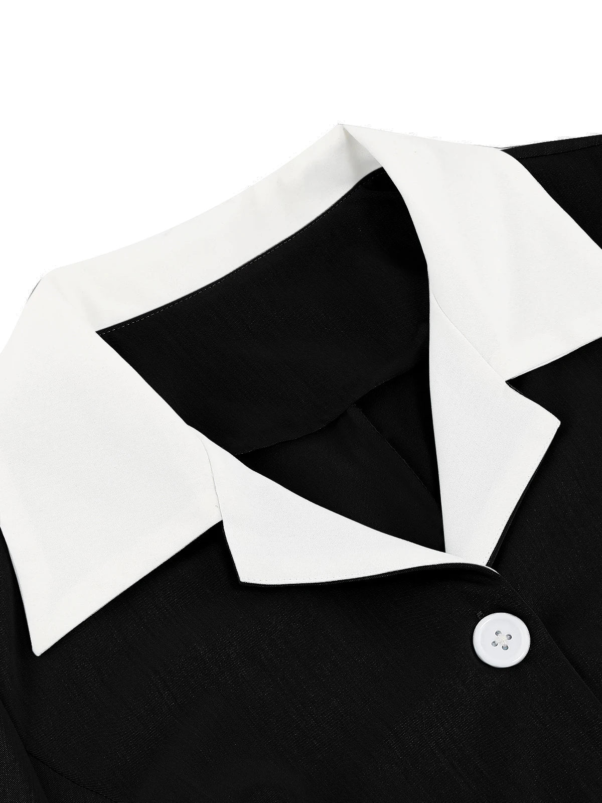 Contrast Collar Button Front Fit & Flare Dress