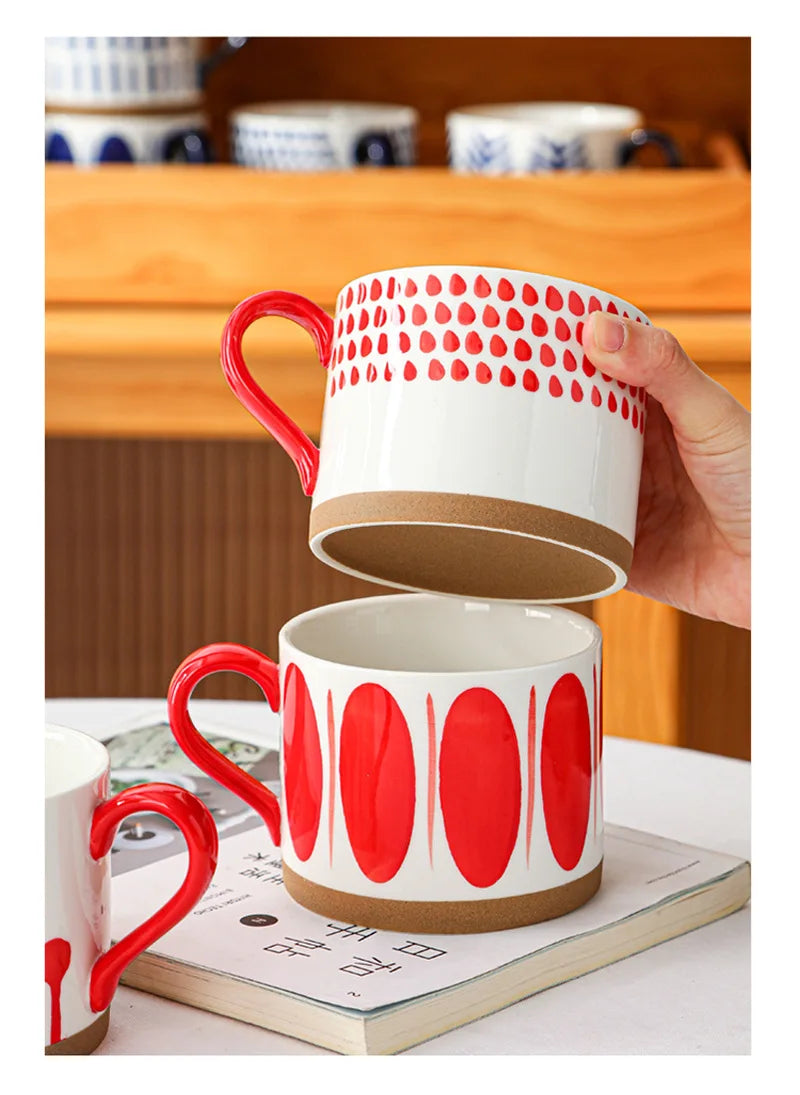 Retro Boho Painted Pattern Porcelain Stacking Mug