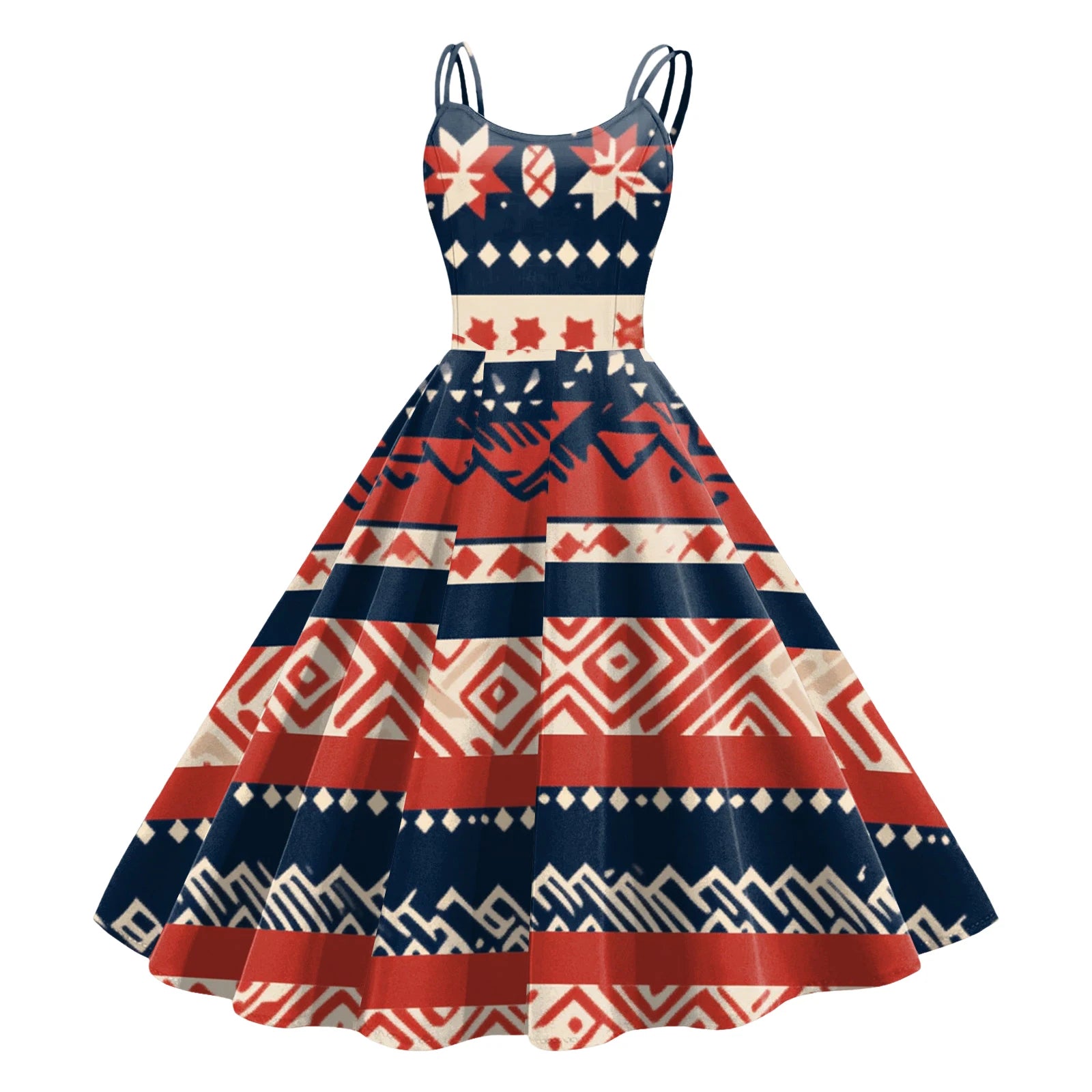 Southwest Print Spaghetti Strap Midi Dress