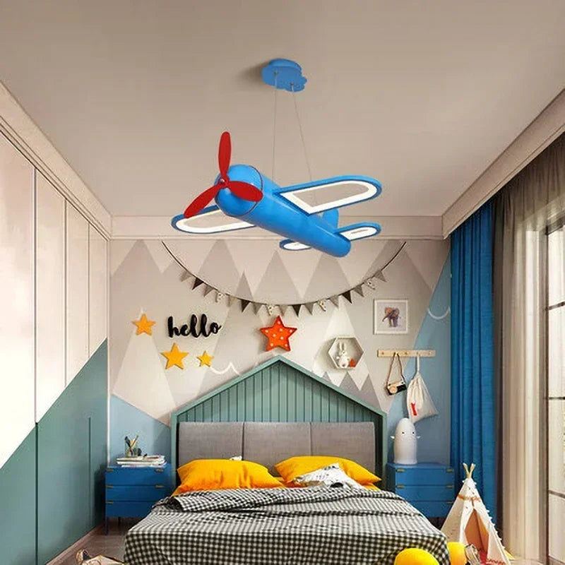 Retro Pop Cartoon Iron Airplane Chandelier