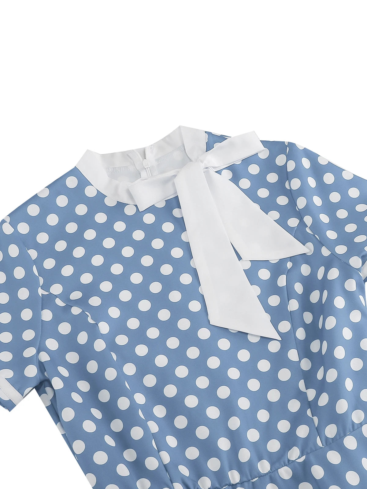 Polka Dot Tie-Neck Fit & Flare Dress