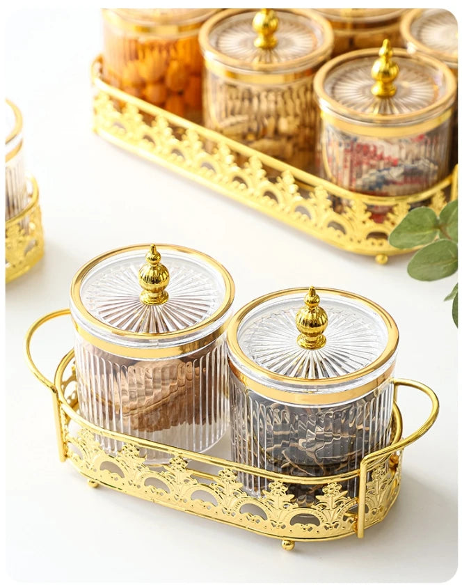 Retro Diner Striped Glass Sugar & Spice Jar
