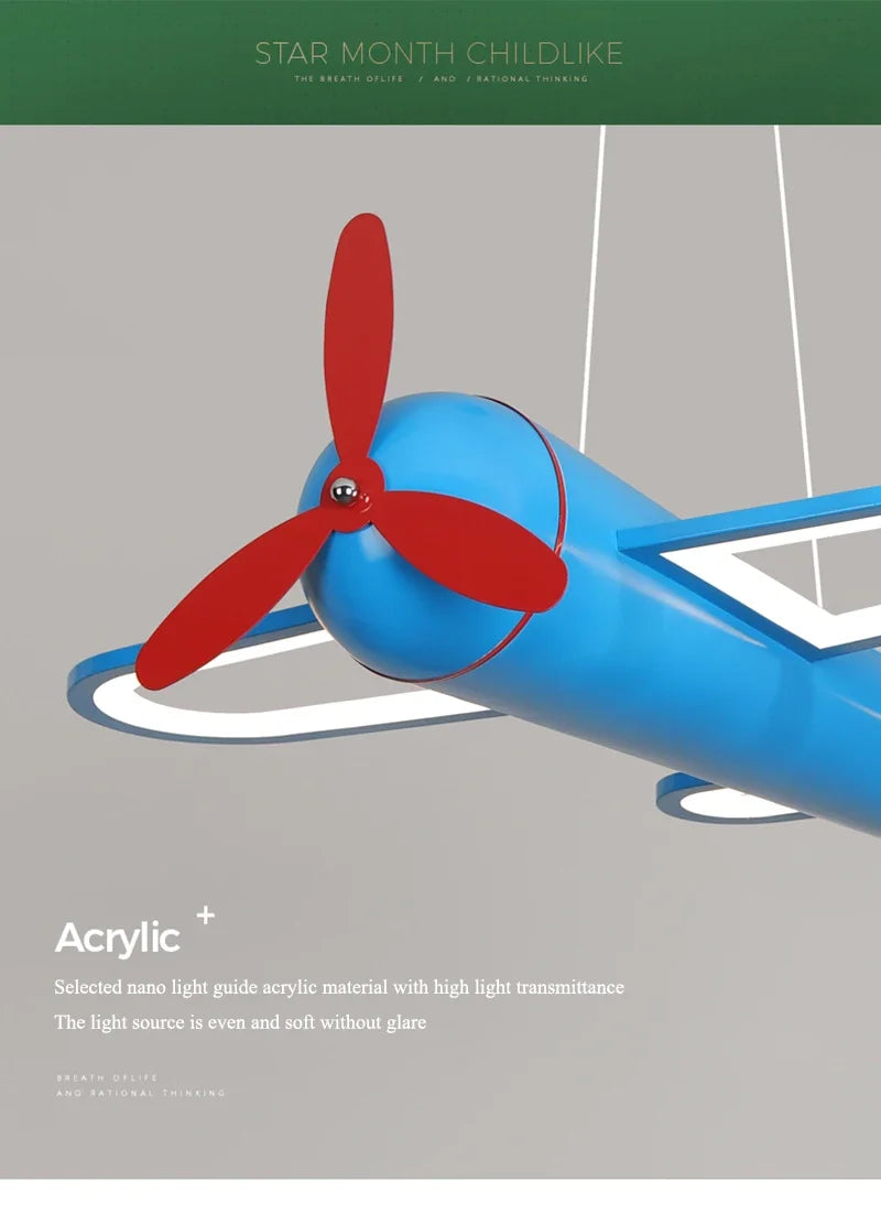 Retro Pop Cartoon Iron Airplane Chandelier