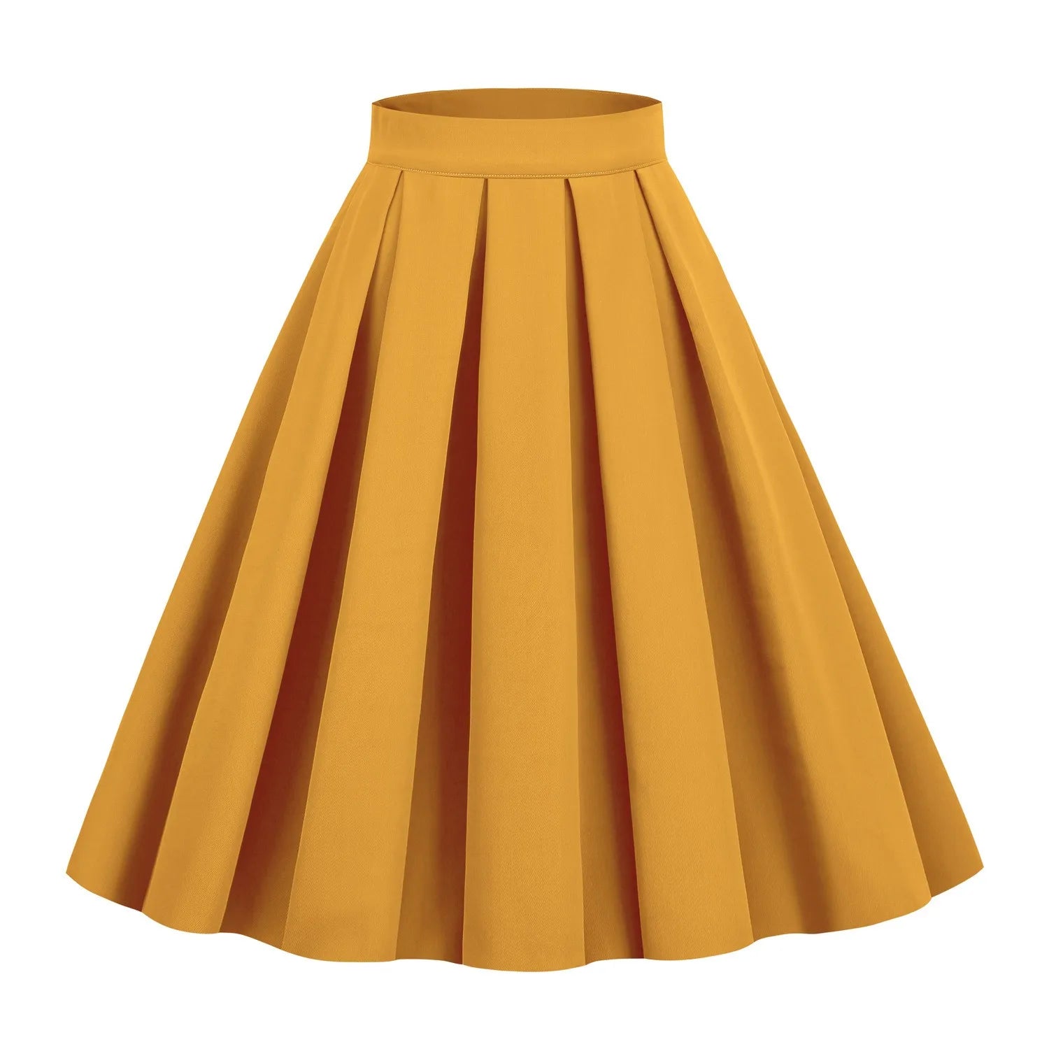 High Waist Pleated A Line Midi Skirt