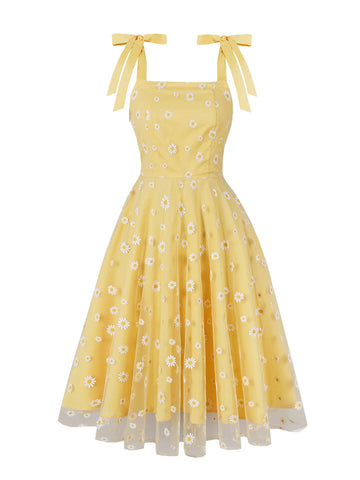 Floral Print Tie Strap Midi Dress with Sheer Overlay