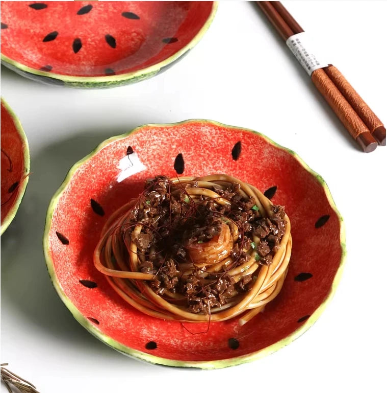 Retro Watermelon Fields Scalloped Stone Fruit Plate